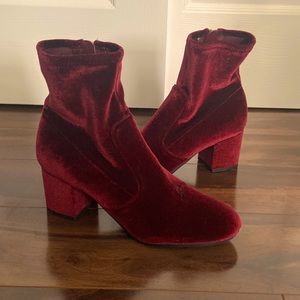Burgundy suede booties